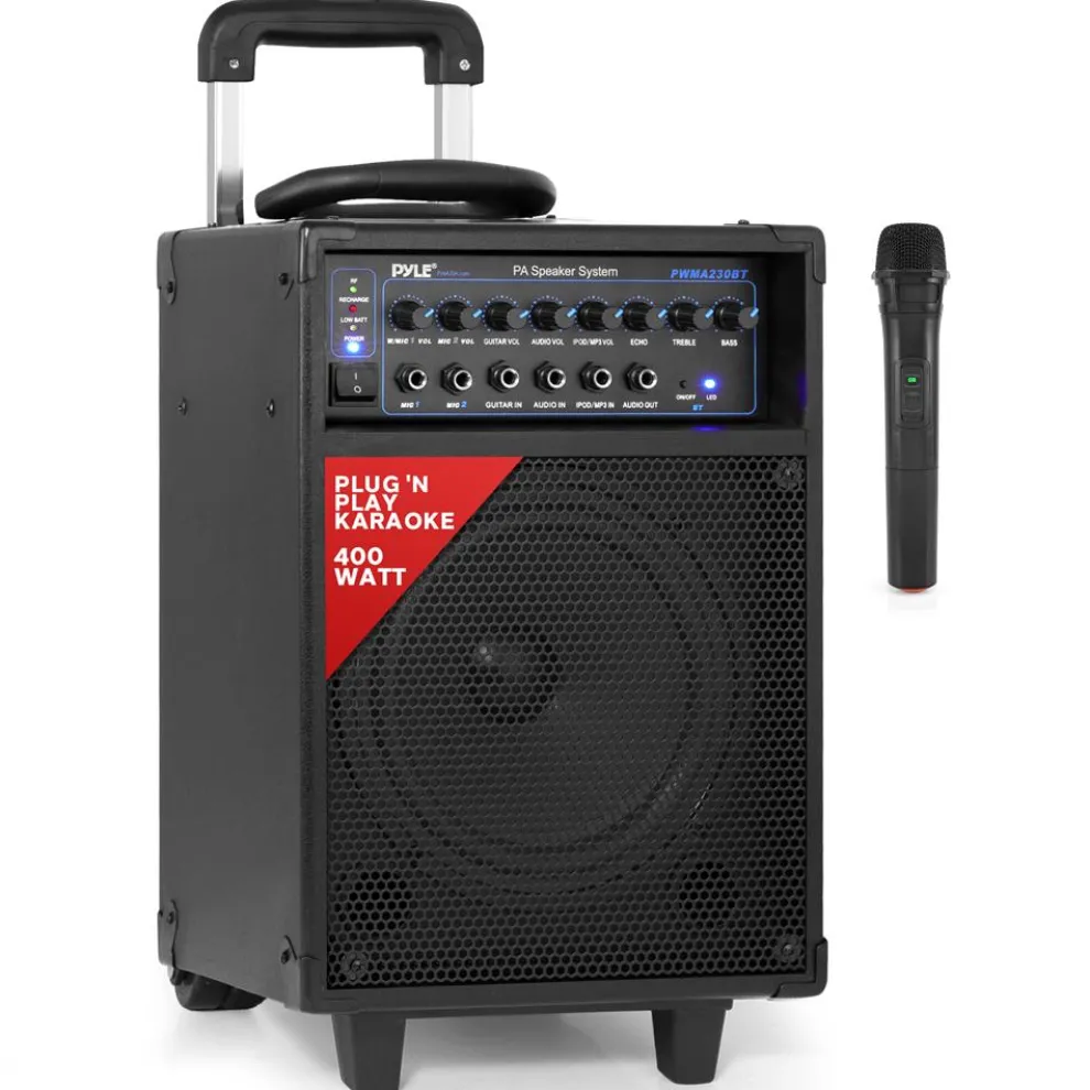 Wireless Portable PA System 400W Rechargeable Bluetooth Speaker w/Wheels