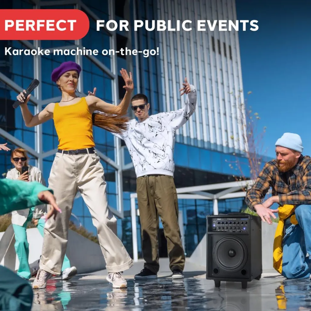 Wireless Portable PA System 400W Rechargeable Bluetooth Speaker w/Wheels