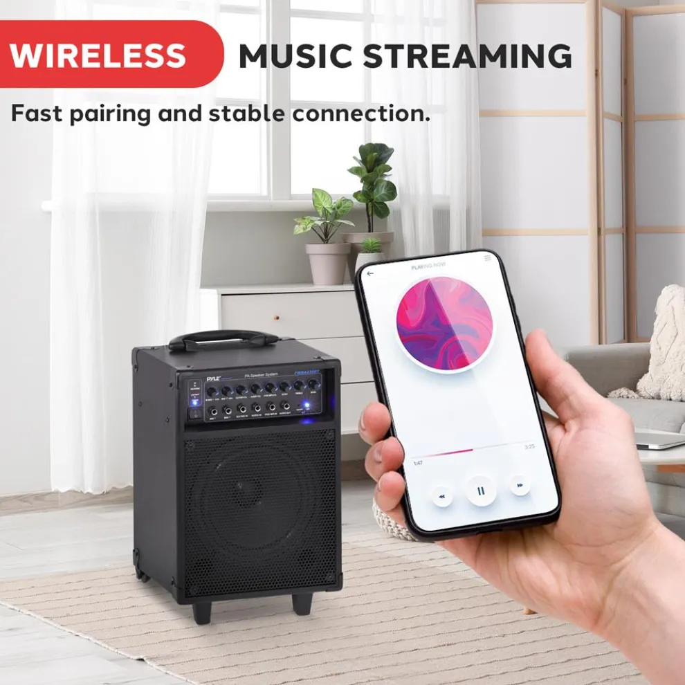 Wireless Portable PA System 400W Rechargeable Bluetooth Speaker w/Wheels