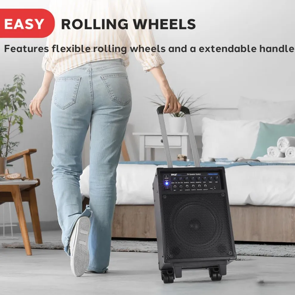 Wireless Portable PA System 400W Rechargeable Bluetooth Speaker w/Wheels