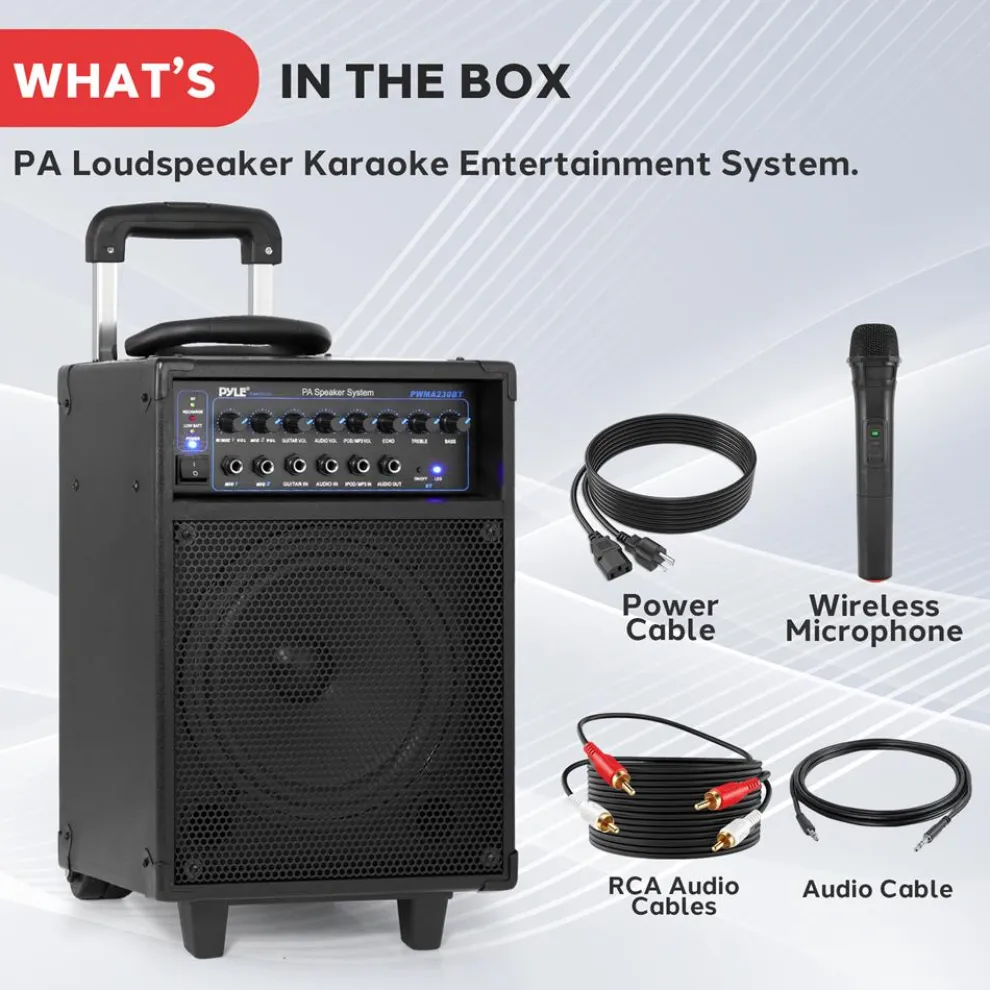 Wireless Portable PA System 400W Rechargeable Bluetooth Speaker w/Wheels