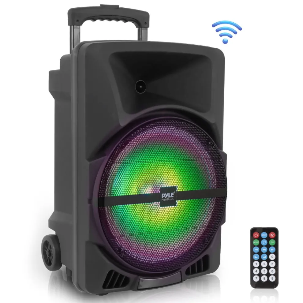 Wireless Portable PA Speaker 1200W Bluetooth LED Lights Rechargeable Battery