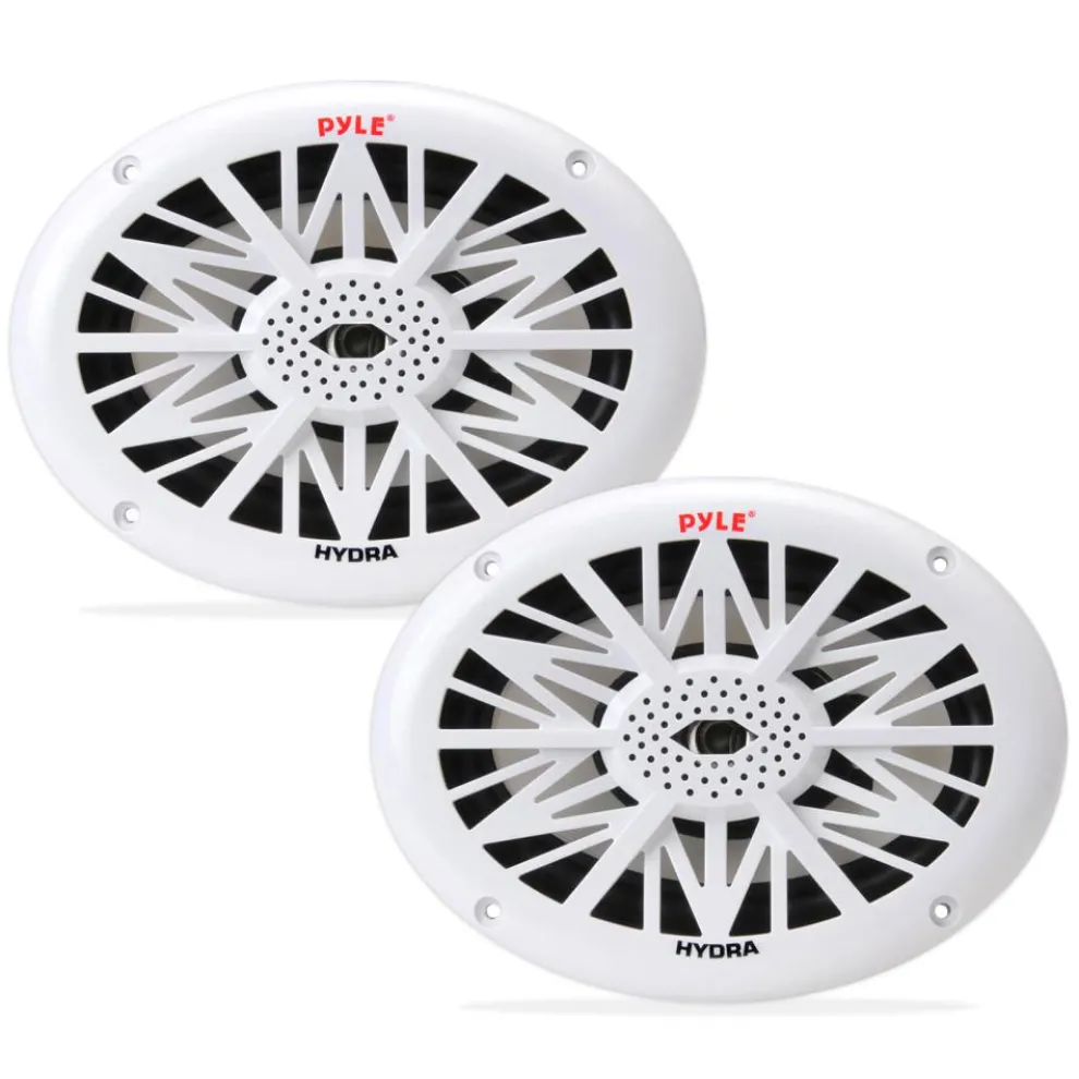 6x9" Marine Speakers, Waterproof, 260W Poly Carbon Cone, White