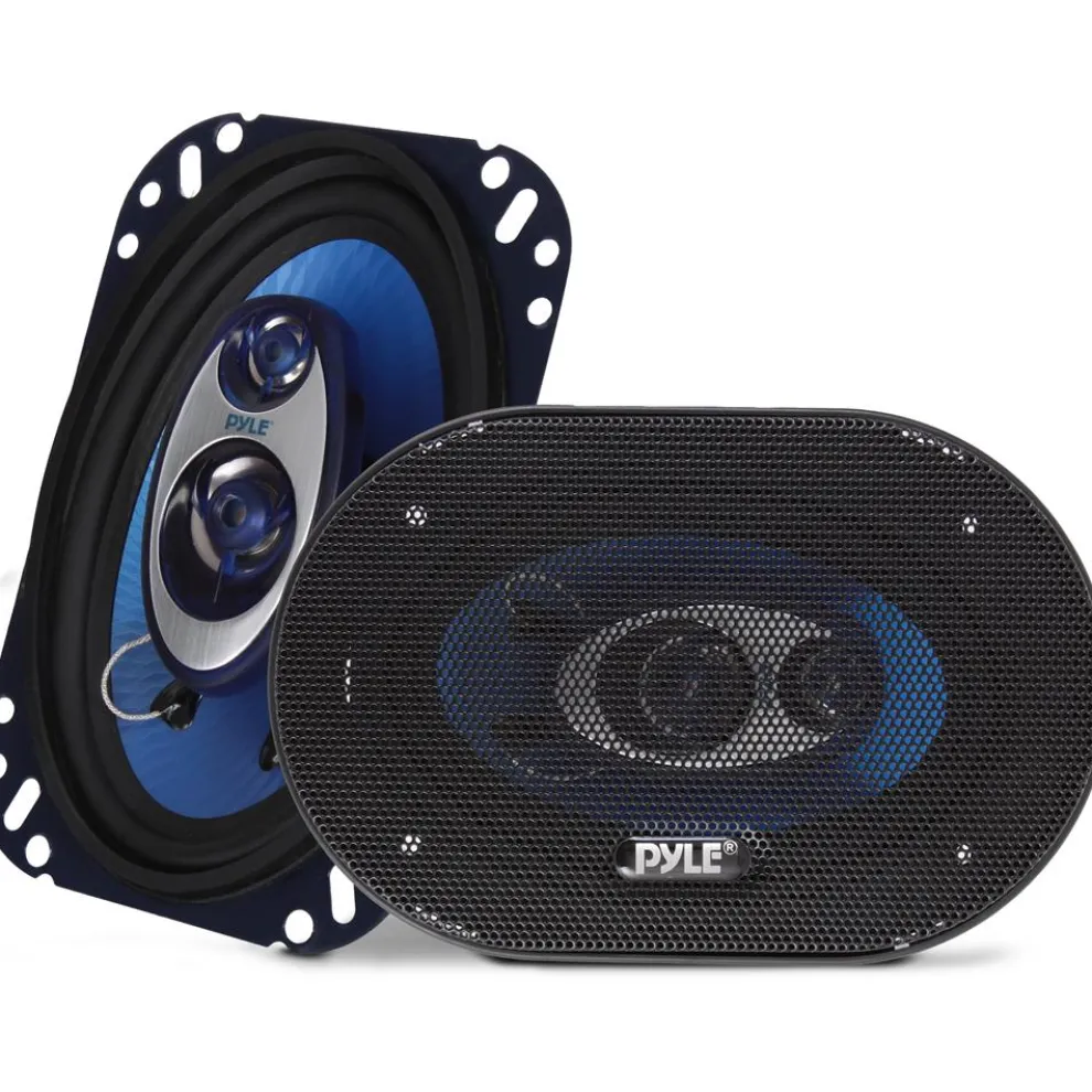 4"x6" 240W Car Speakers, Triaxial, Butyl Rubber, Blue Cone