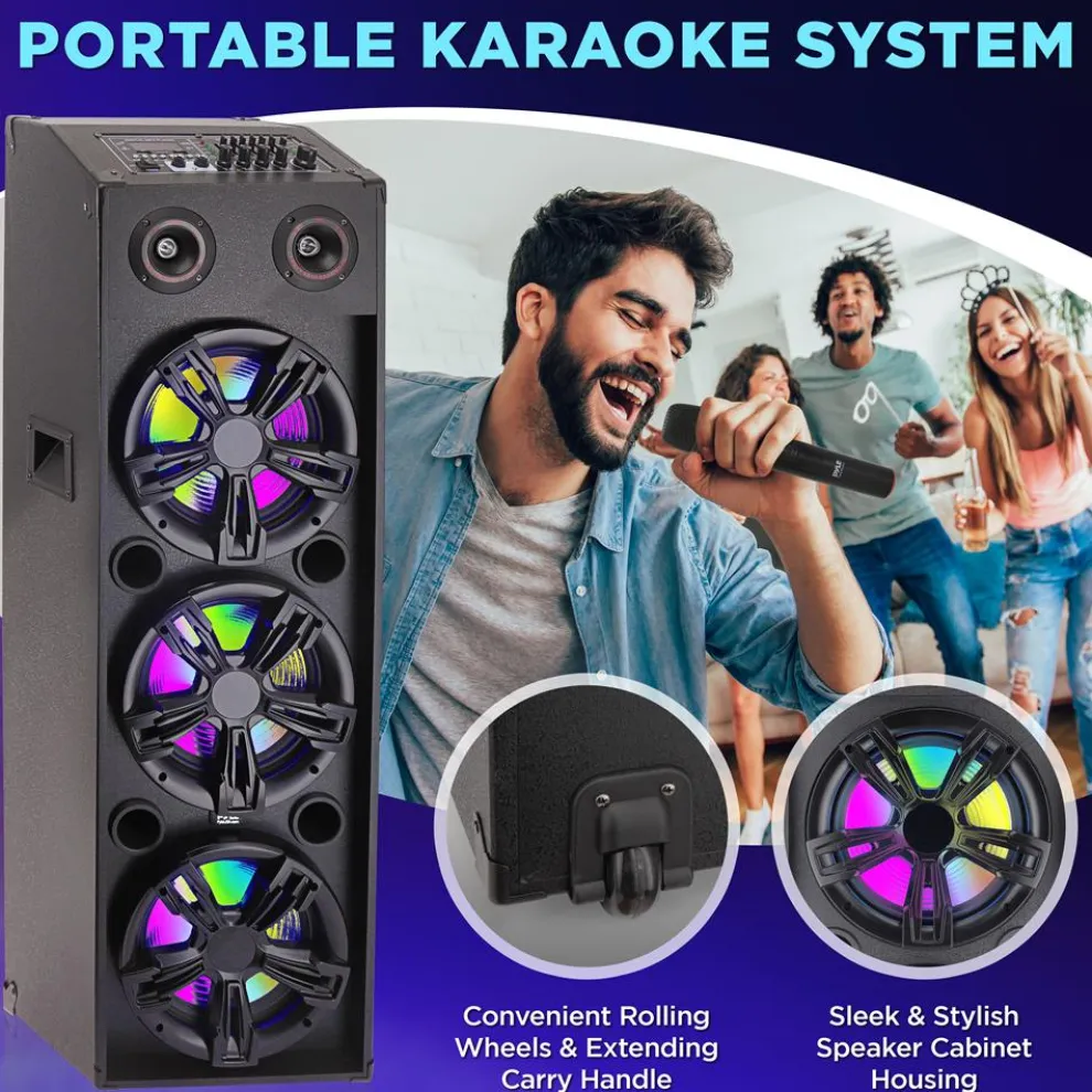 3X10” Wireless Karaoke Pa Speaker System
