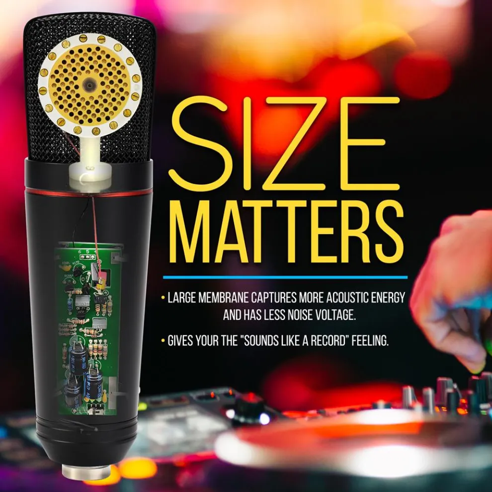 XLR Condenser Microphone Kit - Studio Quality, 34mm Capsule, Metal Alloy