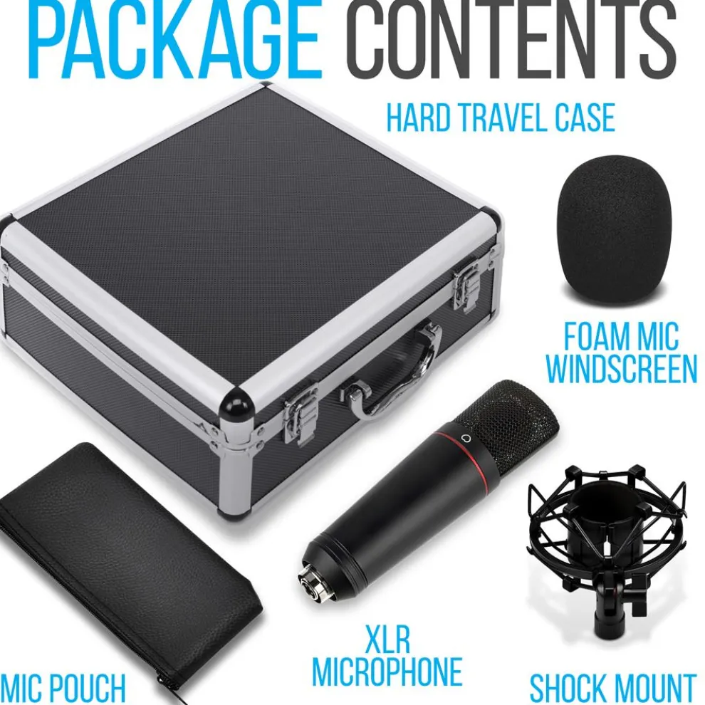 XLR Condenser Microphone Kit - Studio Quality, 34mm Capsule, Metal Alloy