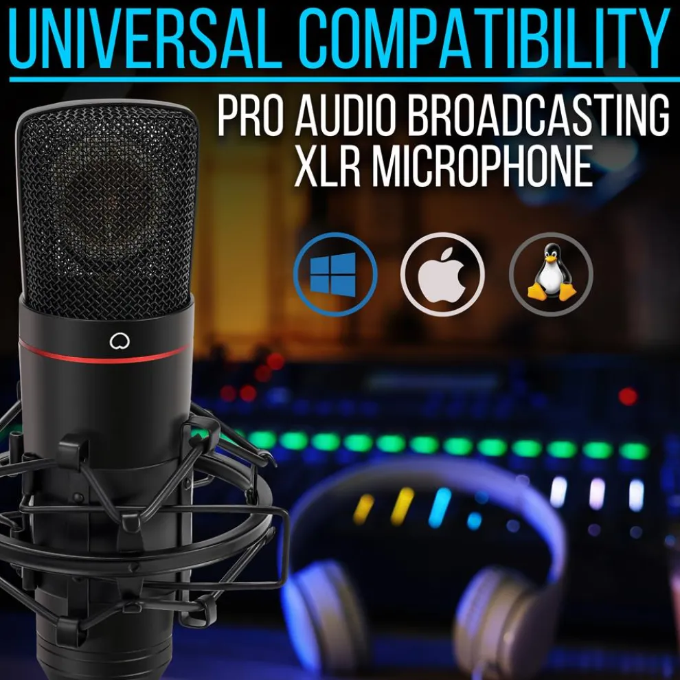 XLR Condenser Microphone Kit - Studio Quality, 34mm Capsule, Metal Alloy